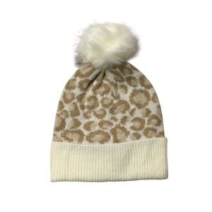 Cheetah Print Pom Pom Beanie